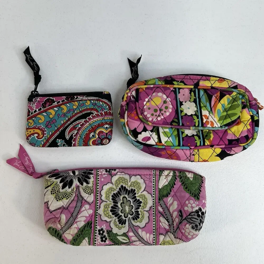 Vera‎ Bradley Va Va Bloom Priscilla Pink Parisian Paisley Accessories Lot of 3
